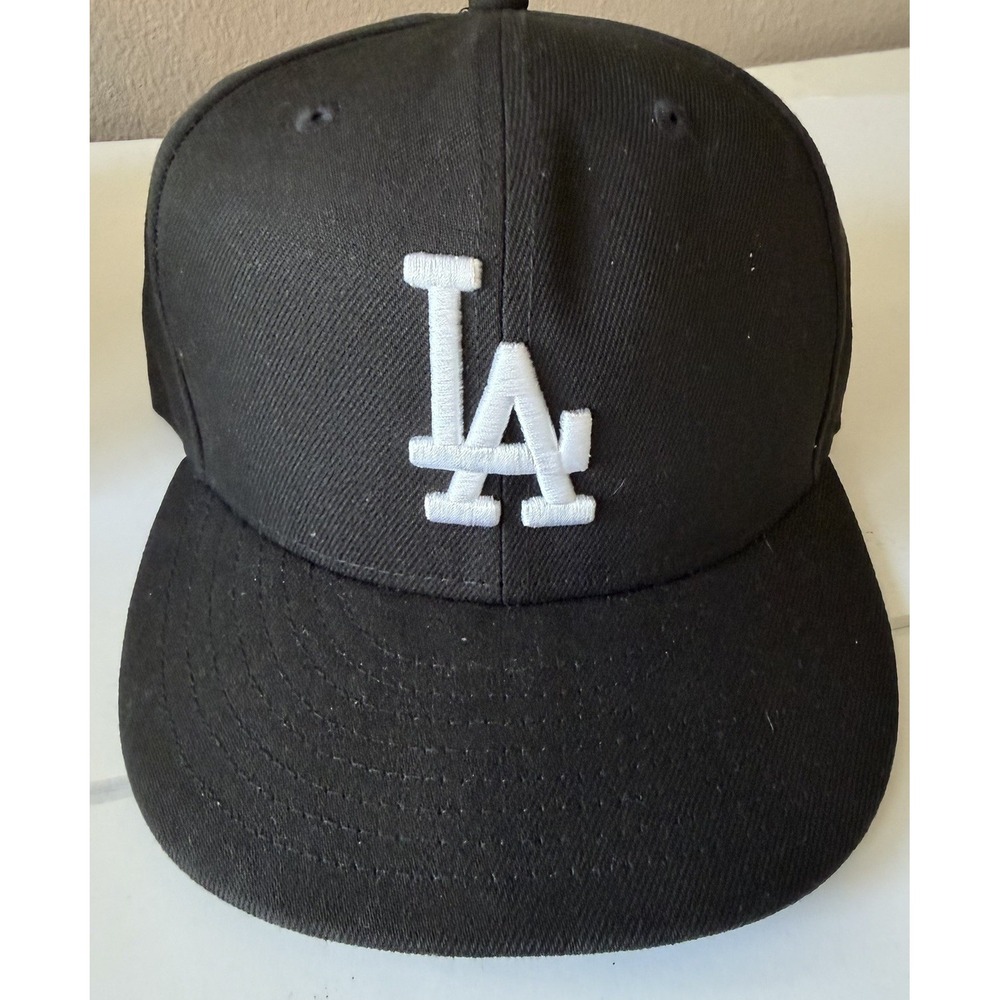 New Era 59FIFTY Los Angeles Dodgers Baseball Cap NWOT Fitted Sz 7 Black MLB